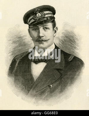 Antike c1910 Gravur, Prinz Georg von Griechenland und Dänemark (1869-1957) war der zweite Sohn von Georg i. von Griechenland und Olga Konstantinovna von Rußland, und wird hauptsächlich für das haben einmal rettete das Leben der zukünftigen Kaiser von Russland, Nicholas II 1891 bei ihrem Besuch in Japan zusammen erinnert. QUELLE: ORIGINAL STAHLSTICH. Stockfoto