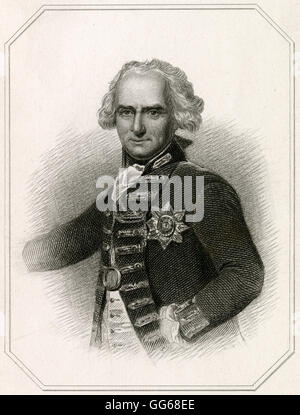 Antike c1830 Gravur, Alexander Hood. Admiral Alexander Hood, 1. Viscount Bridport, KB (1726 – 1814) war ein Offizier der britischen Royal Navy während französische revolutionäre Kriege und Napoleonische Kriege und der Bruder von Admiral Samuel Hood, 1. Viscount Hood. QUELLE: ORIGINAL STAHLSTICH. Stockfoto