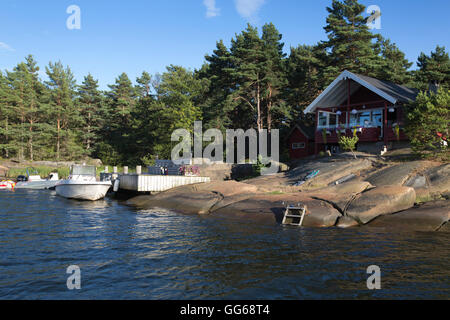 Norwegische Sommer Kabine Leben auf der Insel Hvaler, im südwestlichen Teil von Østfold Grafschaft, Norwegen, Skandinavien Stockfoto