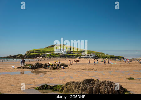 Burgh Island und den Strand von Bigbury-sur-mer in The South Hams, Devon, UK Stockfoto