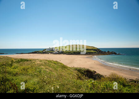 Burgh Island und den Strand von Bigbury-sur-mer in The South Hams, Devon, UK Stockfoto