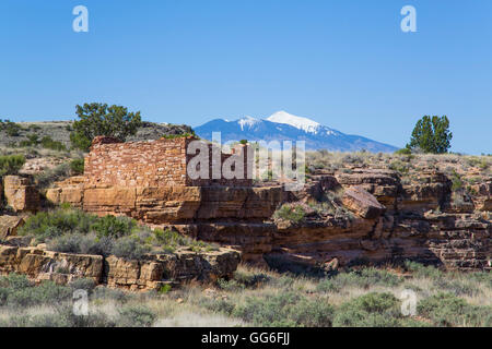 Lomaki Pueblo, bewohnt von etwa 1100 N.Chr. bis 1250 N.Chr, Wupatki National Monument, Arizona, USA Stockfoto