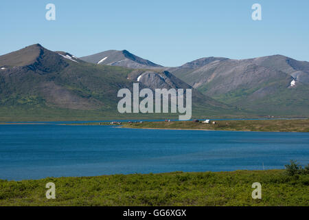 Nome in Alaska, Seward-Halbinsel. Nome-Taylor Highway aka Kougarok Road oder Taylor Road. Salmon Lake, BLM Campingplatz. Stockfoto