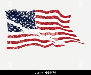 USA amerikanische Flagge im Grunge in Hälfte zerrissen... Vektor. Stock Vektor