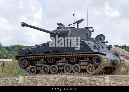 Ein M4A2 (76) HVSS Sherman-Panzer in das Panzermuseum Bovington, Dorset, Vereinigtes Kingdom.17th August 2004. Stockfoto