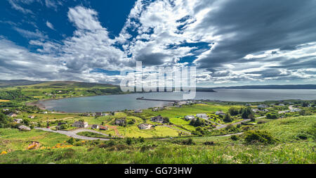 Panoramablick über Uig an der Westküste der Halbinsel Trotternish auf der Isle Of Skye, Schottland Stockfoto