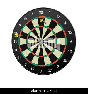 Dartscheibe mit Darts. Vektor-Illustration Stock Vektor