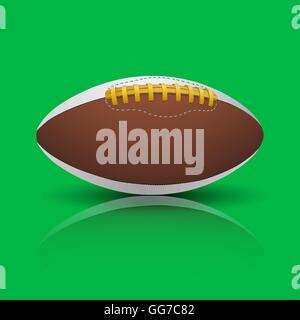 Rugby, american-Football-Ball auf grünem Hintergrund isoliert. Stock Vektor