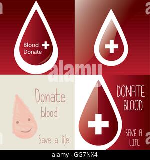 eine Reihe von Hintergründen mit Tropfen von Blut und text Stock Vektor