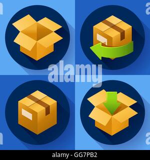 Lieferung und kostenlose Rückgabe von Geschenken oder Pakete. Versand-Konzept-Symbol für store Stock Vektor