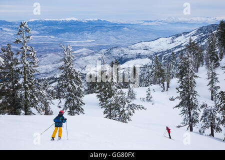 Kinder Skifahren in Diamond Peak Ski Resort North Lake Tahoe Stockfoto