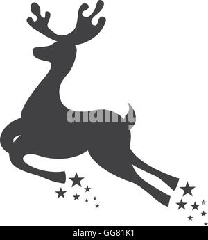 Rentier Hirsch Weihnachten fliegenden Symbol Stock Vektor