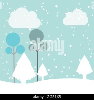 Winter Pinienwald Landschaft Symbol Stock Vektor