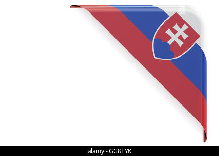 Slowakei Flagge Ecke, Taste. 3D-Rendering isoliert auf weißem Hintergrund Stockfoto