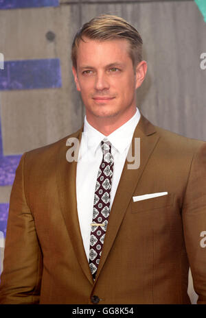 JoalKinnaman Teilnahme an der Europäischen Premiere der SUICIDE SQUAD an Odeon Leicester Square in London Mittwoch, 3. August 2016 Stockfoto