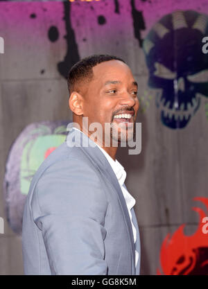 Will Smith besucht die Europäische Premiere von SUICIDE SQUAD im Odeon Leicester Square in London Mittwoch, 3. August 2016 Stockfoto