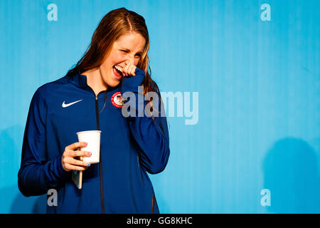 Rio De Janeiro, Brasilien. 3. August 2016. Rio De Janeiro, Brasilien. 3. August 2016. Schwimmen Pressekonferenz Team USA vor Beginn der Olympischen Spiele 2016. Missy FRANKLIN. © Petr Toman/World Sport Bilder Stockfoto