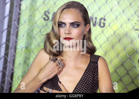 New York. 1. August 2016. Cara Delevingne besucht die "Suicide Squad"-Premiere im Beacon Theatre am 1. August 2016 in New York. | Verwendung Weltweit © Dpa/Alamy Live-Nachrichten Stockfoto