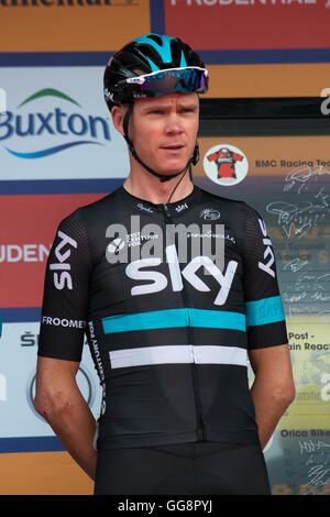 London, UK. Chris Froome bei dem Team Sky Präsentation vor aufsichtsrechtlichen RideLondon Classic. © Alberto Pezzali/Alamy Live-Nachrichten Stockfoto