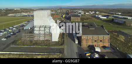 Luftbild, Zeche Türme der ehemaligen Radbod, Restaurierung, Radbod Business Park, Luftaufnahme von Hamm, Hamm, Stockfoto