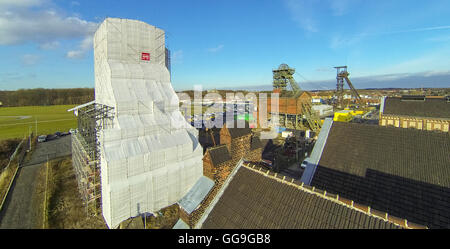 Luftbild, Zeche Türme der ehemaligen Radbod, Restaurierung, Radbod Business Park, Luftaufnahme von Hamm, Hamm, Stockfoto