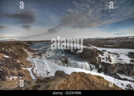 Gullfoss Wasserfall Fluss Hvítá Haukadalur, Island Stockfoto