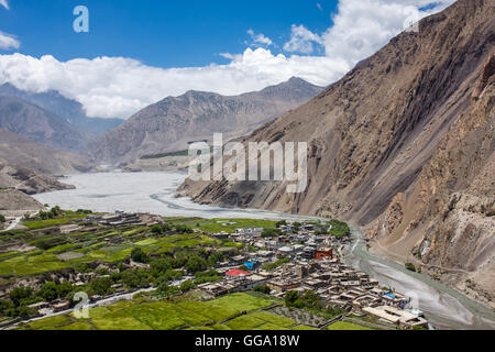 Blick auf das Dorf Kagbeni im Himalaya, Nepal. Annapurna Cirkut Trek. Stockfoto