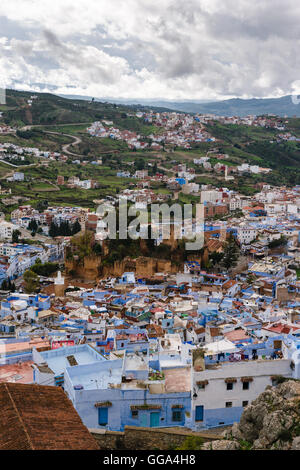 Blick auf die Kasbah von Chefchaouen, Marokko Stockfoto