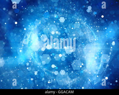 Glühend große blaue Daten mit Partikeln im Raum, generierte Computer abstrakten Hintergrund Stockfoto