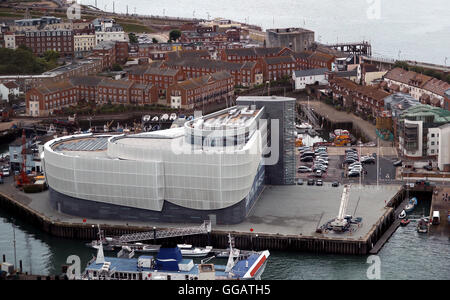 Gesamtansicht von der Hauptsitz von Land Rover BAR in Camber, Old Portsmouth Stockfoto