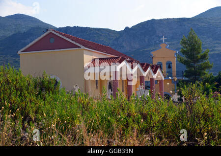 Kirche der Jungfrau von Schlangen in Ano (alt) Kateleios auf der griechischen Insel Kefalonia, Griechenland, Europa EU gewidmet Stockfoto