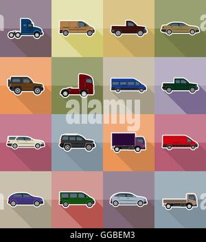 Transport flach Symbole-Illustration auf Hintergrund isoliert Vektor Stock Vektor