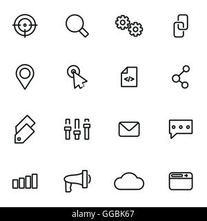 Vektor-Linie Seo Iconset auf weißem Hintergrund Stock Vektor