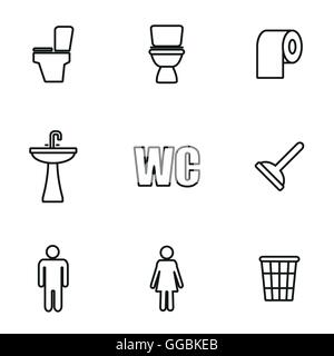 Vektor-Linie Toilette Iconset auf weißem Hintergrund Stock Vektor