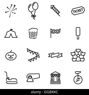 Vektor-Linie Karneval Iconset auf weißem Hintergrund Stock Vektor