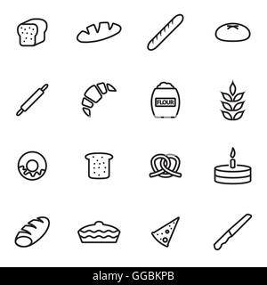 Vektor-Linie-Bäckerei-Icon-set Stock Vektor