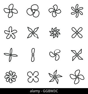 Vektor-Linie Fans und Propeller-Icon-set Stock Vektor
