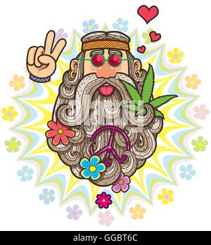 Comic-Illustration der Hippie. Stock Vektor