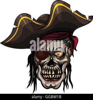 Gefahr Pirate Skull Tattoo oder T-shirt Design Stock Vektor