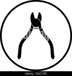 Seite-Scheren-Symbol. Dünnen Kreis Design. Vektor-Illustration. Stock Vektor