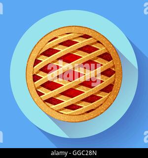 Apfelkuchen-Vektor-Symbol flach ausgelegt-Stil Stock Vektor