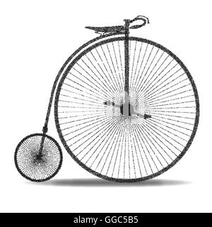 Ein typisches Penny Farthing Fahrrad auf einem weißen Hintergrund. Stock Vektor