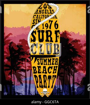 Surfen Sie Illustration / T-shirt Grafiken / Vektoren / Typografie / Pazifik Surfwelle / tropische Sommerhitze drucken / print Vektor-Set zu surfen Stock Vektor