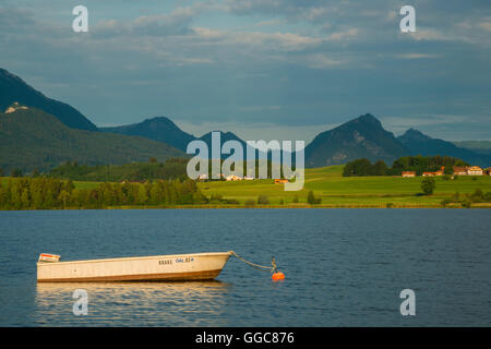 Geographie/Reisen, Deutschland, Bayern, Motorboot, Hopfensee (See), Hohenschwangau, in der Nähe von Füssen, Ostallgäu, Allgaeu, Freedom-Of - Panorama Stockfoto