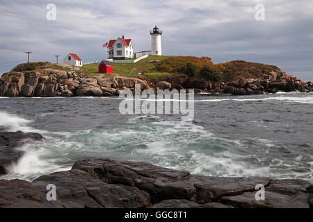 Geographie/Reisen, USA, Maine, York, Sofort startbereit Licht (1879) auf der Cape Neddick, York, Additional-Rights - Clearance-Info - Not-Available Stockfoto