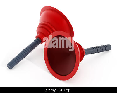 WC-Pumpen isoliert auf weißem Hintergrund. 3D Illustration. Stockfoto