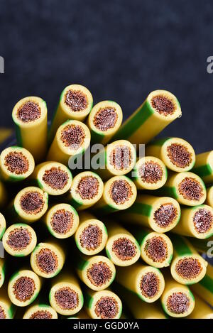 Gruppe von gelben und grünen Erde Kabel closeup Stockfoto