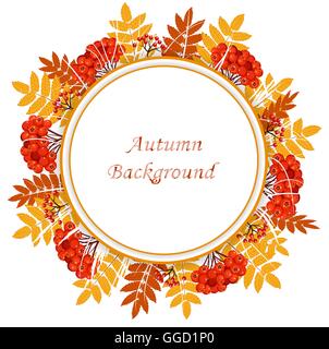 Rahmen mit Herbstlaub und Beeren. Stock Vektor