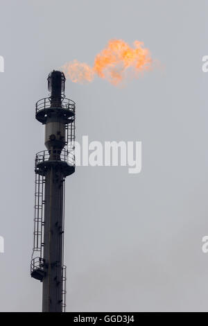 Gasfackel in einer Raffinerie Stockfoto