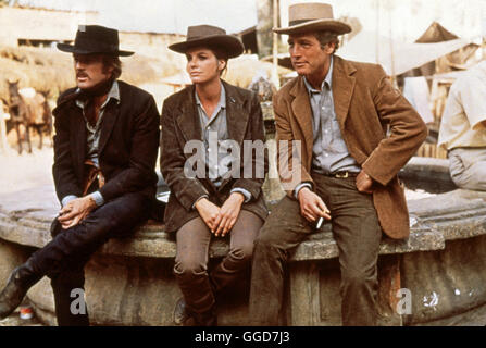 ZWEI BANDITEN / Butch Cassidy und Sundance Kid USA 1968 / George Roy Hill ROBERT REDFORD als The Sundance Kid, KATHARINE ROSS als Etta Place, PAUL NEWMAN als Butch Cassidy-Regie: George Roy Hill aka. Butch Cassidy and the Sundance Kid Stockfoto